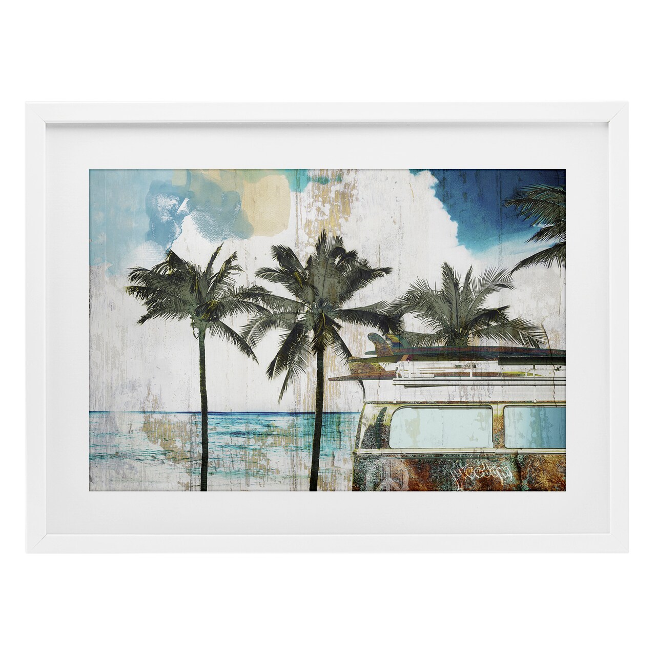 Stupell Industries Beach Day Retro Vacation Framed Print Under Glass, design by Sasha